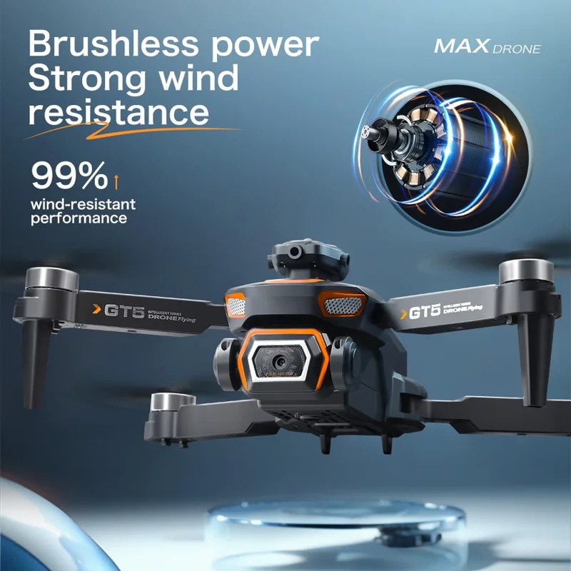 Drone RC Pliable GT5 avec Caméra HD 480P WiFi FPV Quadricoptère Brushless avec 3 Batteries