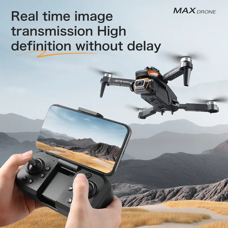Drone RC Pliable GT5 avec Caméra HD 480P WiFi FPV Quadricoptère Brushless avec 3 Batteries