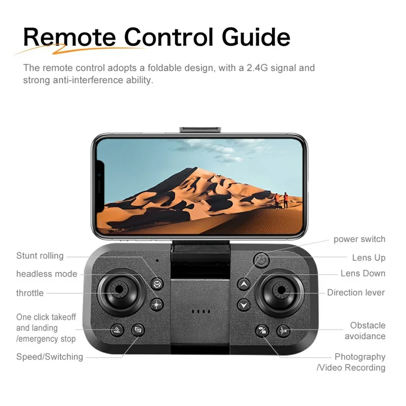 GT5 Foldable RC Drone 720P HD Camera WiFi FPV Brushless Quadcopter with 2 Batteries