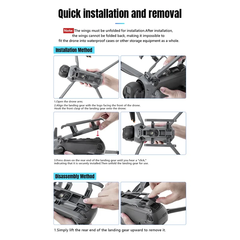STARTRC 12020018 For DJI Mavic 4 Pro Landing Gear Sled Style Foldable Heightening Stand