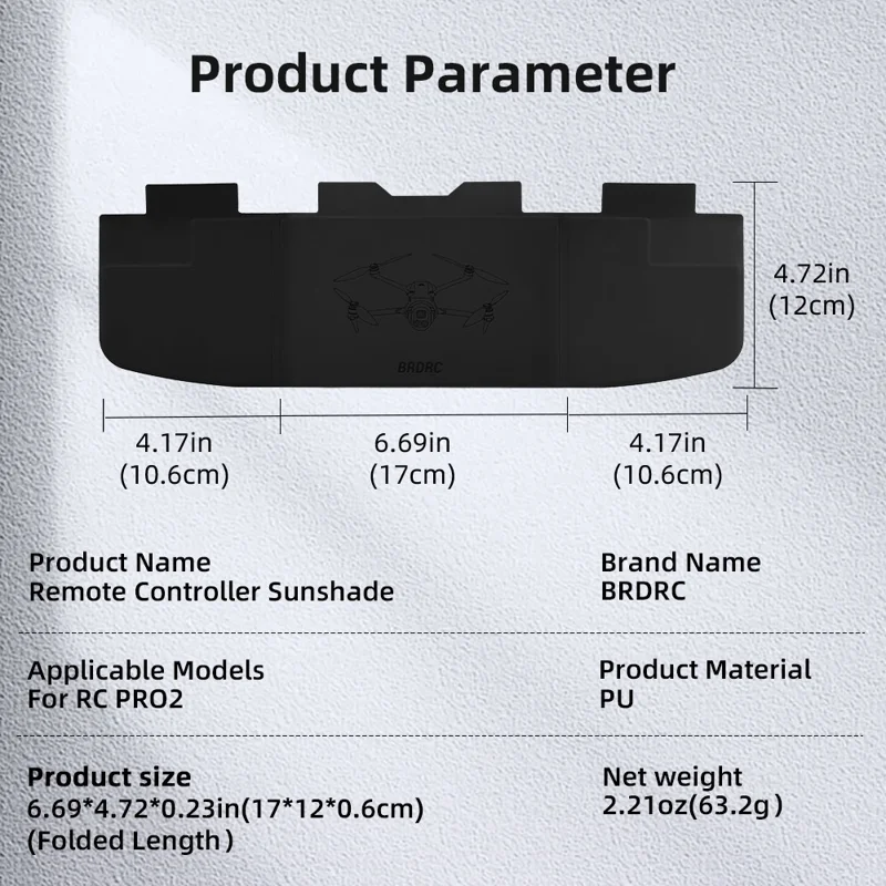 BRDRC Pour DJI RC Pro 2 Pare-soleil Anti-éblouissement Protecteur d'écran Pliable Léger Capot de Télécommande