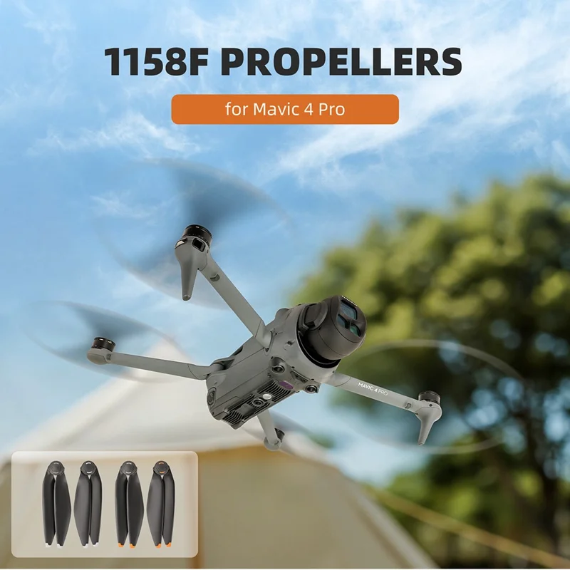 SUNNYLIFE 1158F-2 For DJI Mavic 4 Pro Drone 2 Pairs Propellers Quick Release Low Noise Replacement Propellers - Orange Tip