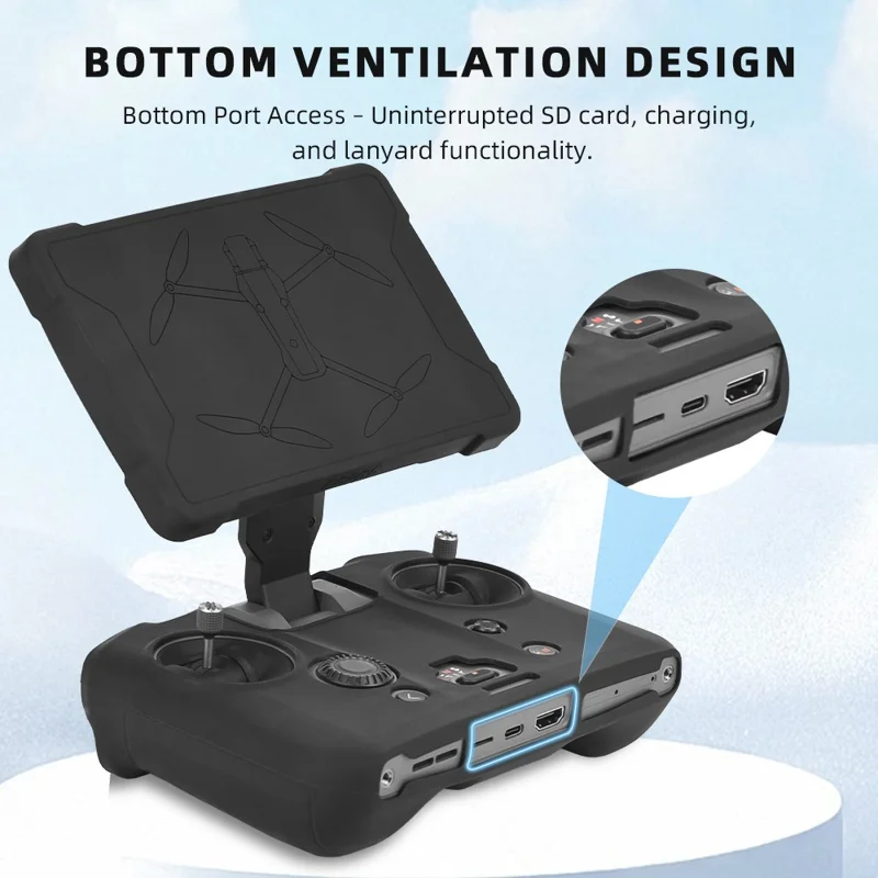 BRDRD Étui en silicone avec protection d'écran pour télécommande DJI RC Pro 2 - Noir