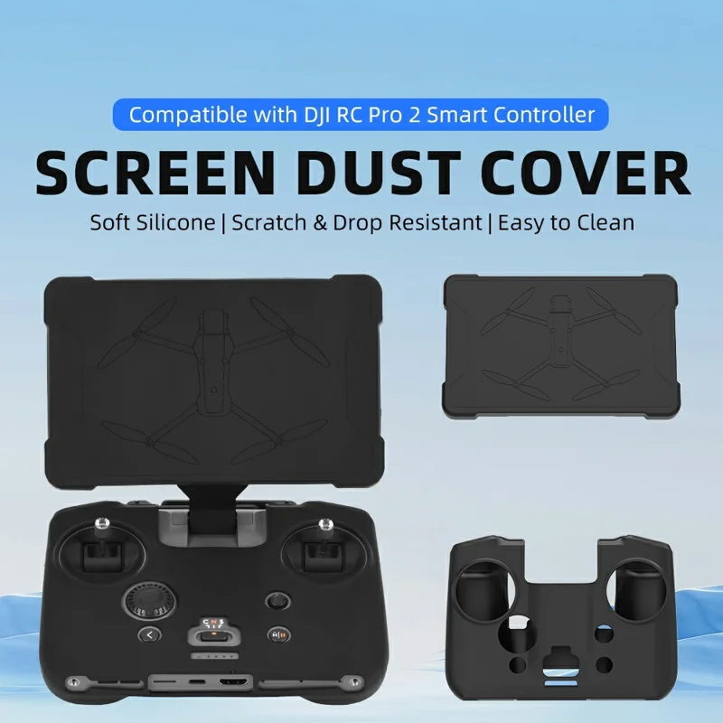 Capa de Silicone para Controle Remoto DJI RC Pro 2 - Proteção Resistente a Poeira e Arranhões - Preto