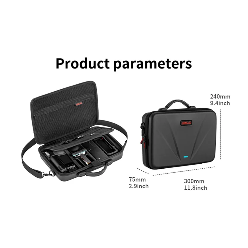 Bolsa de Armazenamento Portátil para Insta360 X5 com Zíper Duplo, à Prova de Choques, com Alça de Ombro e Alça