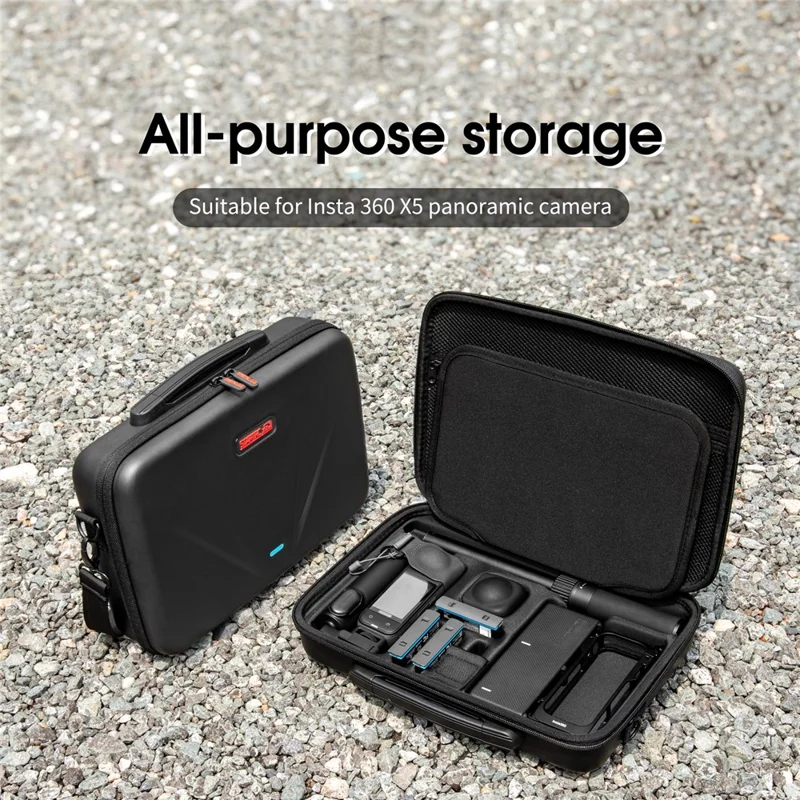 Bolsa de Armazenamento Portátil para Insta360 X5 com Zíper Duplo, à Prova de Choques, com Alça de Ombro e Alça