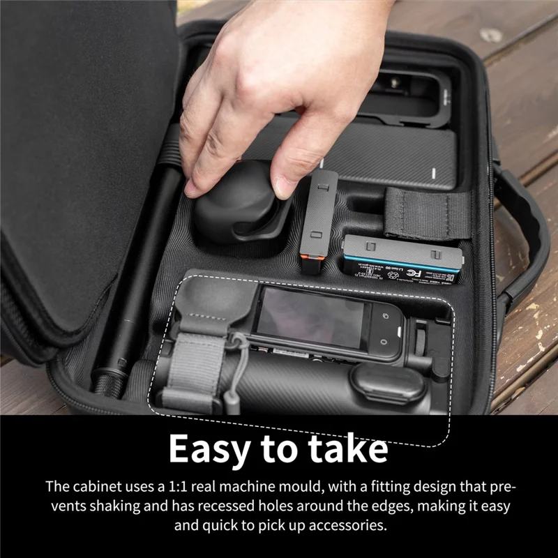 Bolsa de Armazenamento Portátil para Insta360 X5 com Zíper Duplo, à Prova de Choques, com Alça de Ombro e Alça