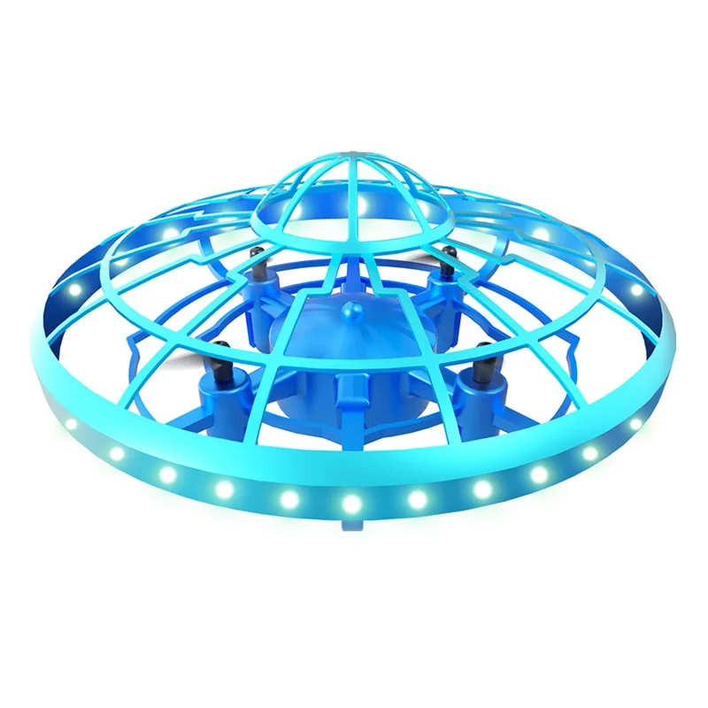 XS4 Leuchtendes Fliegende Untertasse Schießgewehr 4 Kanäle Infrarot Induktion Fliegendes Spielzeug mit Coolen LED-Leuchten - Blau
