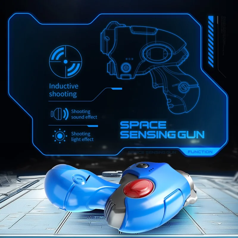 XS4 Leuchtendes Fliegende Untertasse Schießgewehr 4 Kanäle Infrarot Induktion Fliegendes Spielzeug mit Coolen LED-Leuchten - Blau