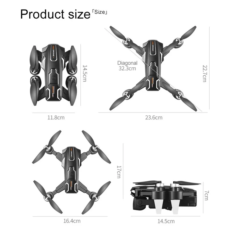 Drone A22 avec évitement d'obstacles et contrôleur écran détachable, caméra HD, moteur sans balais, quadricoptère RC, 2 batteries