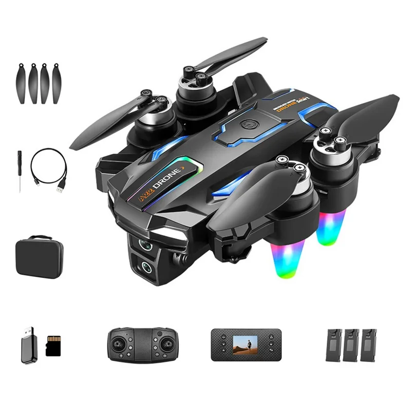 A22 Obstacle Avoidance Drone,3 Batteries with 8GB Memory Card Detachable Screen Controller HD Camera Brushless Motor Quadcopter RC Aircraft