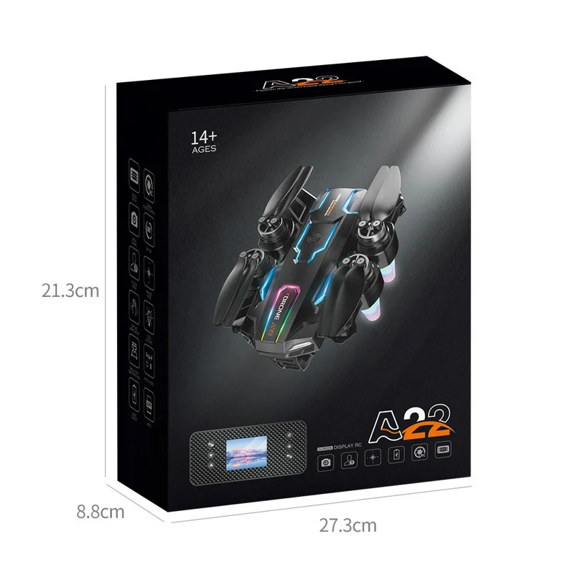A22 Obstacle Avoidance Drone,3 Batteries with 8GB Memory Card Detachable Screen Controller HD Camera Brushless Motor Quadcopter RC Aircraft
