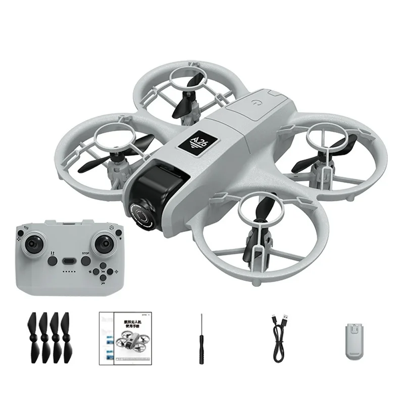 Drone per fotografia aerea A26 con posizionamento a flusso ottico, modalità senza testa, quadricottero RC, 1 batteria - Grigio