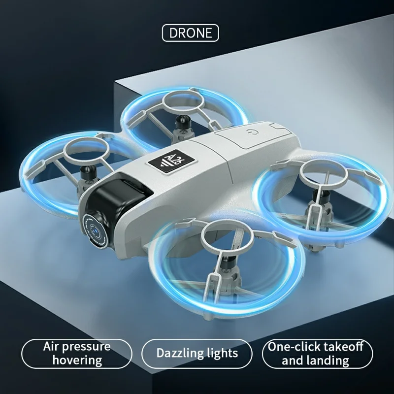 Drone de Fotografia Aérea A26 com Posicionamento por Fluxo Óptico, Modo Headless e Quadricóptero com 3 Baterias - Cinza