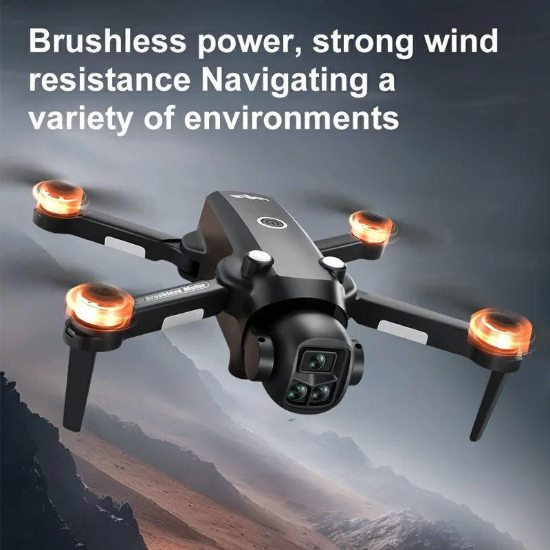 Drone sans balais A28, 3 batteries avec carte mémoire 8 Go, écran, contrôleur, positionnement par flux optique, photographie aérienne, quadricoptère - Noir