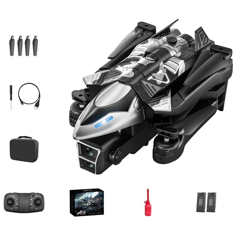 A66 RC Aircraft avec Fonction de Pulvérisation Quadricoptère avec Évitement d'Obstacles Photographie Aérienne HD Drone, 2 Batteries - Camouflage