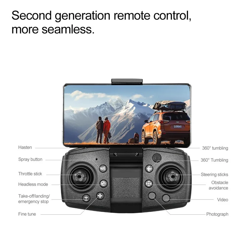 A66 RC Aircraft with Spray Function Obstacle Avoidance Quadcopter HD Aerial Photography Drone, 3 Batteries - Black