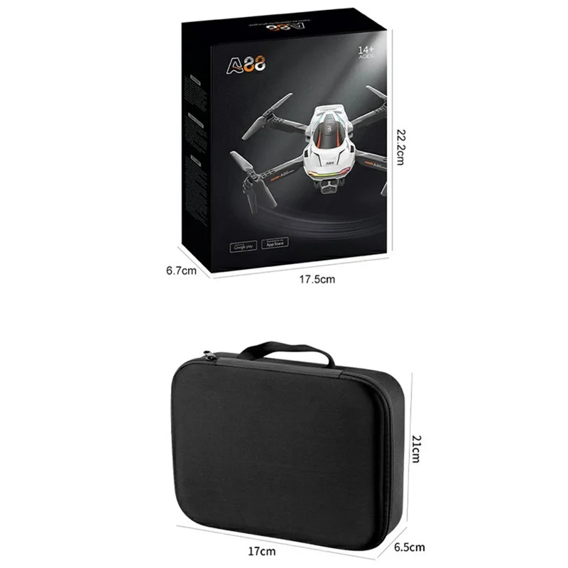 A88 2.4G 4CH Foldable Drone 8K Aerial Photography HD Dual Camera Optical Flow RC Quadcopter, 3 Batteries - Black