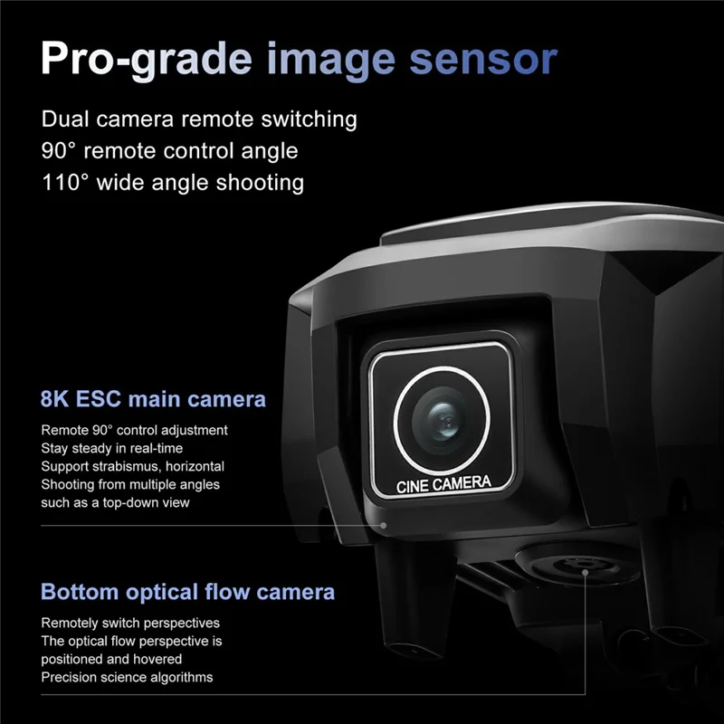 A118 Brushless Drone,1 Battery Optical Flow Obstacle Avoidance RC Quadcopter with 8GB Memory Card Detachable Screen Controller - Black