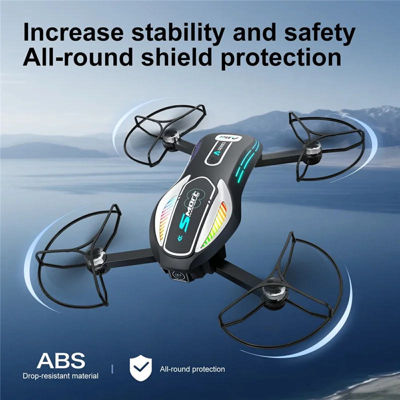 A118 Brushless Drone, 2 Batteries Optical Flow Obstacle Avoidance RC Quadcopter with 8GB Memory Card Detachable Screen Controller - Black