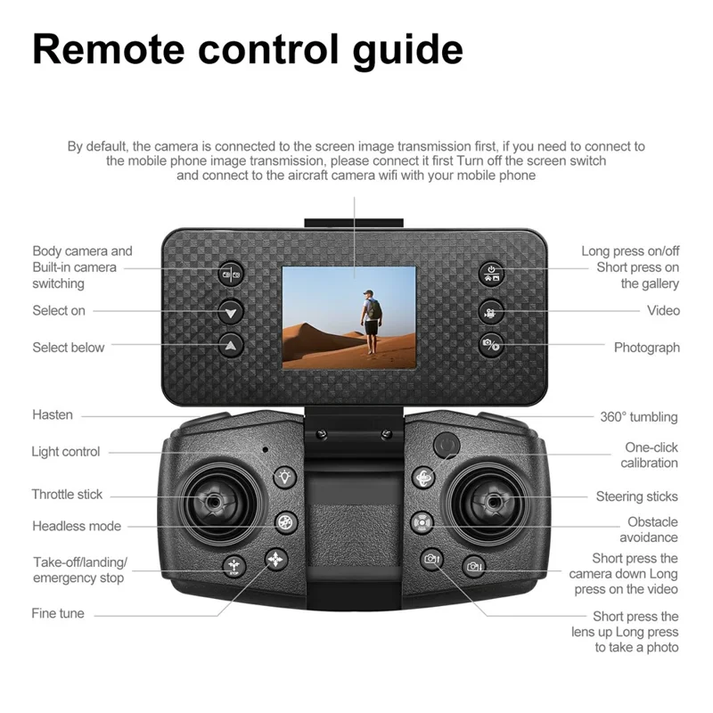 A118 Brushless Drone, 3 Batteries Optical Flow Obstacle Avoidance RC Quadcopter with 8GB Memory Card Detachable Screen Controller - Black