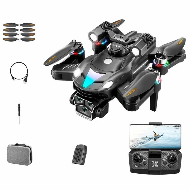 Drone quadricoptère de photographie aérienne à double caméra, avec flux optique et évitement d'obstacles, pliable, télécommandé, 1 batterie