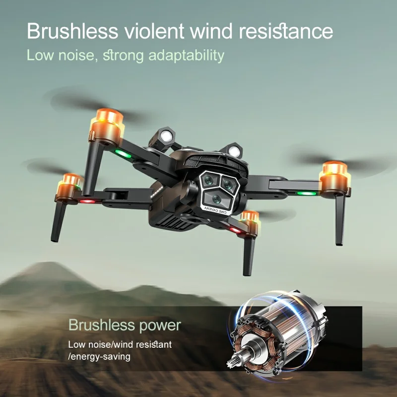 Drone quadricoptère de photographie aérienne à double caméra, avec flux optique et évitement d'obstacles, pliable, télécommandé, 1 batterie