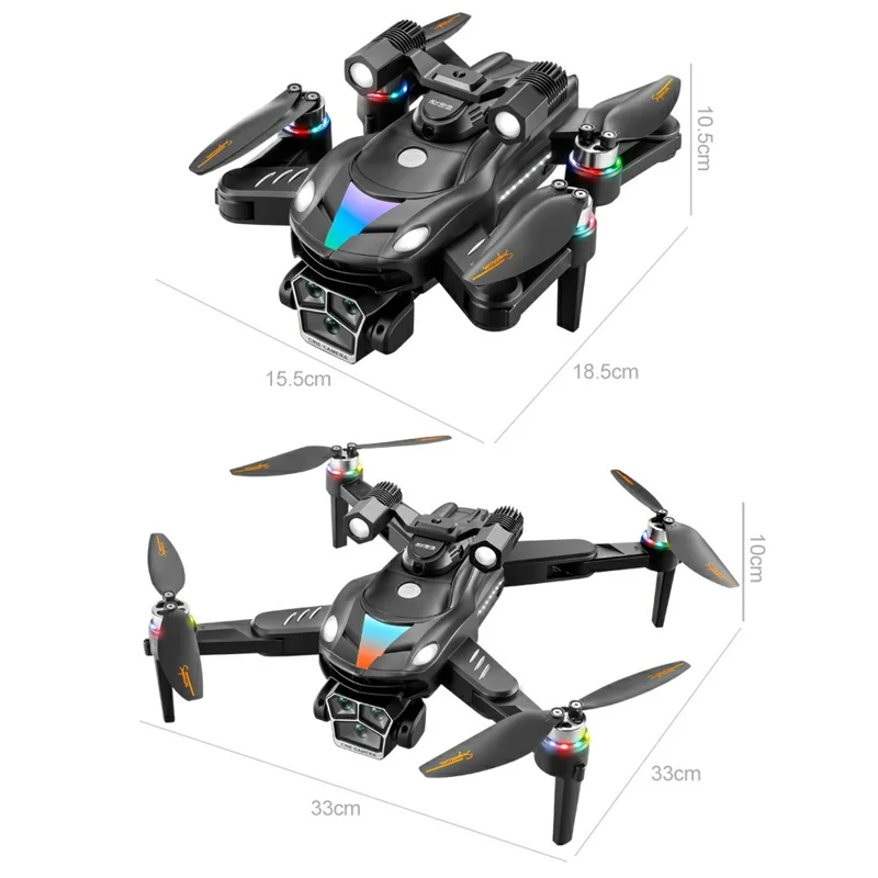 Drone quadricoptère de photographie aérienne à double caméra, avec flux optique et évitement d'obstacles, pliable, télécommandé, 1 batterie