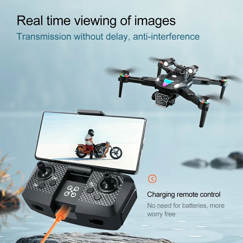 A168 Drone Quadricoptère de Photographie Aérienne à Double Caméra avec Flux Optique et Évitement d'Obstacles, Pliable, Télécommandé, 2 Batteries