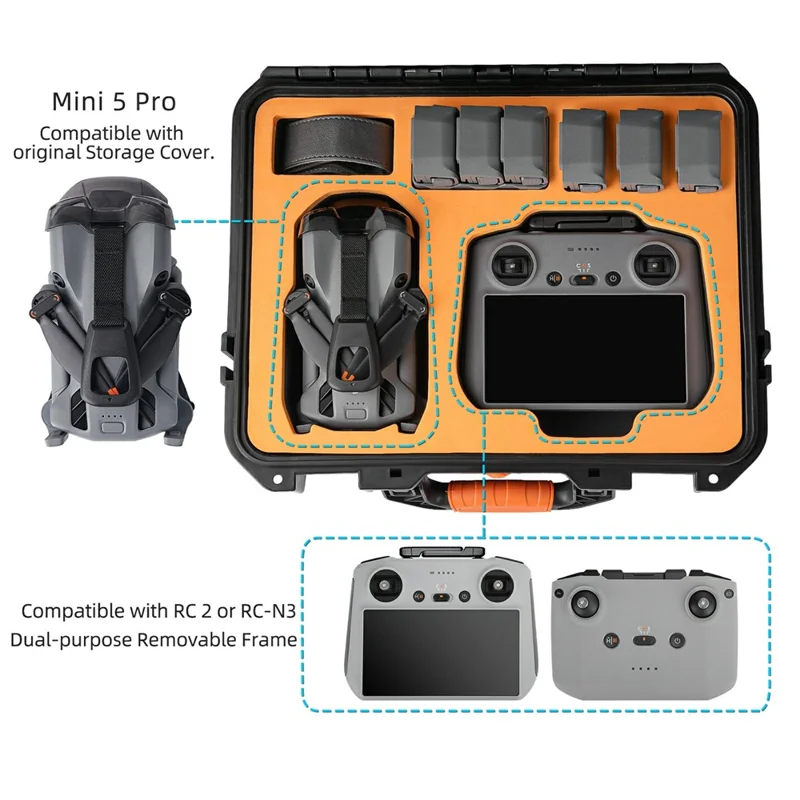 SUNNYLIFE AQX-24 For DJI Mini 5 Pro Waterproof Case Holds 7 Batteries Shockproof Drone Carrying Box