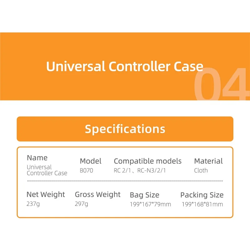 SUNNYLIFE B070 Anti Scratch Storage Bag for DJI RC 2 / 1 / RC-N3 / N2 / N1 Universal Remote Control Carrying Case