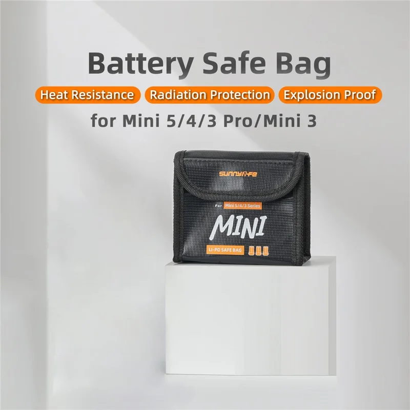 SUNNYLIFE N5P-DC085 Triple-Battery Safety Bag for DJI Mini 5 Pro / 4 Pro / 3 Pro / Mini 3 Battery Pouch Heat Resistant / Explosion Proof