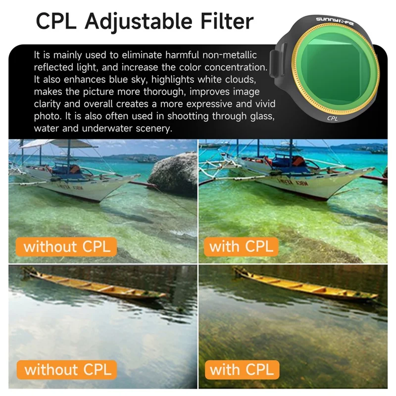 SUNNYLIFE N5P-FI095 Set di filtri ultraleggeri a 3 pezzi per DJI Mini 5 Pro CPL+ND8+ND16 RC Drone Camera Lens Filter