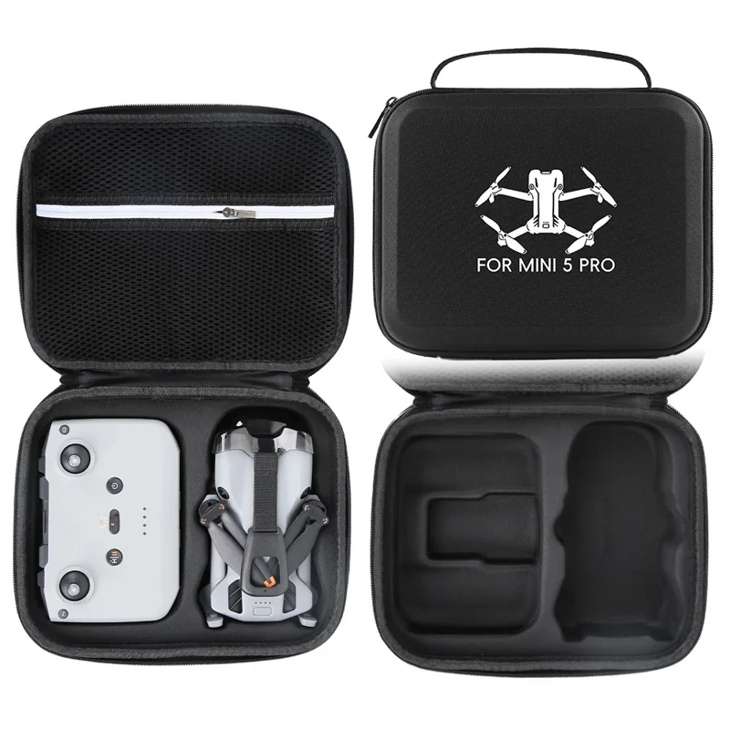 Bærbar opbevaringstaske til DJI Mini 5 Pro drone, hård EVA støddæmpende transporttaske - Sort