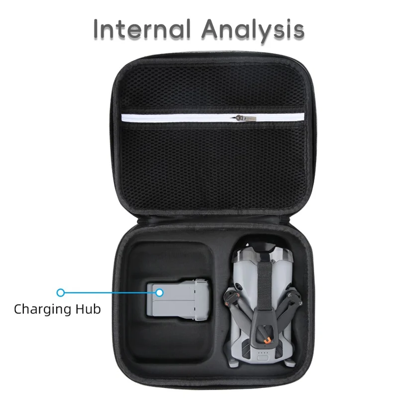 Bærbar opbevaringstaske til DJI Mini 5 Pro drone, hård EVA støddæmpende transporttaske - Sort