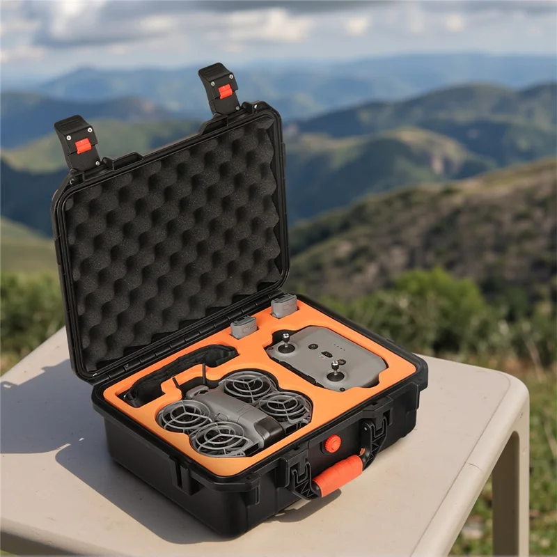 SUNNYLIFE AQX-26 med plads til 6 batterier, transporttaske til DJI Neo 2, sikkerhedstaske til RC-dronestyring, vandtæt opbevaringskasse
