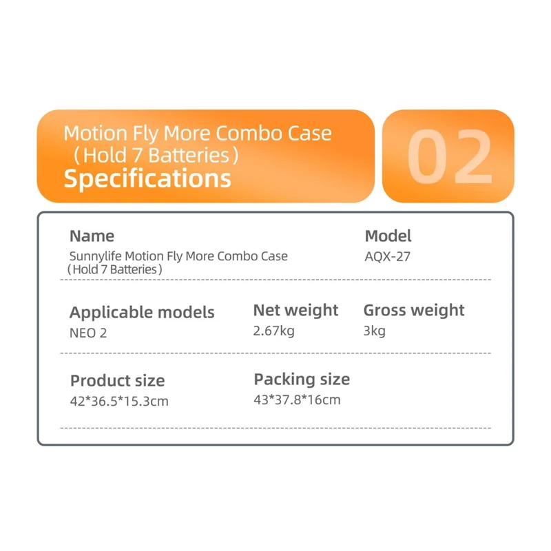 SUNNYLIFE AQX-27 med plads til 7 batterier, transportkuffert til DJI Neo 2, sikkerhedskuffert til RC-dronestyring, vandtæt opbevaringskasse