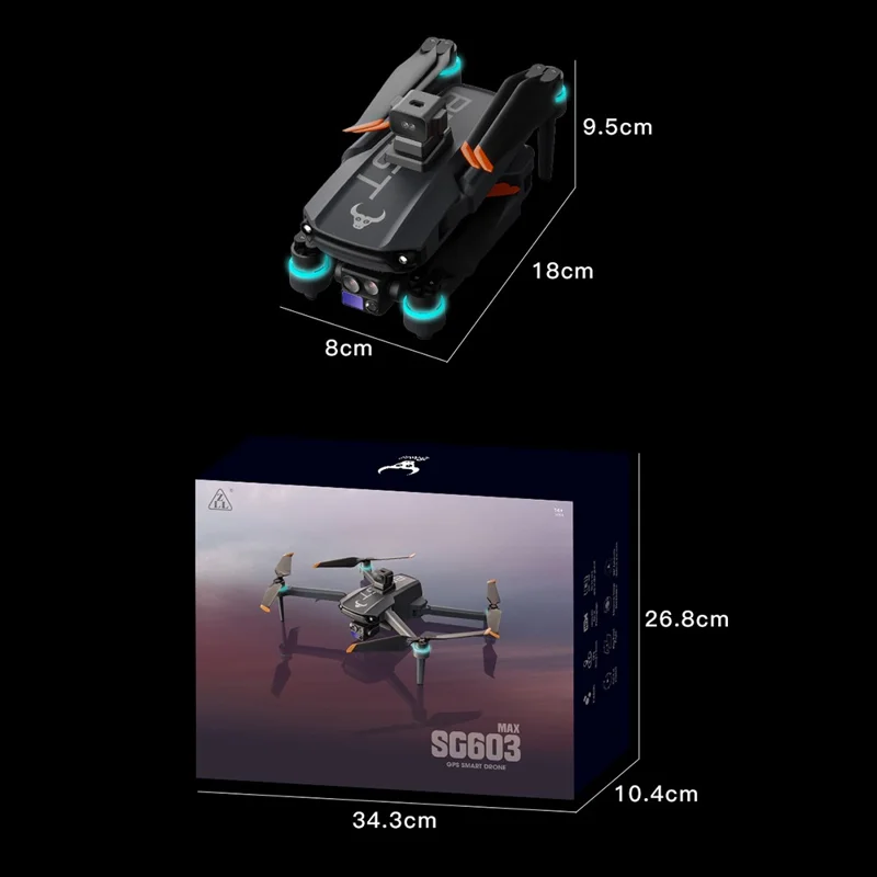 SG603MAX 5,5 tommer fjernstyret drone med touchskærm 3-akset kardangiv 1080P HD kamera GPS-positioneringsdrone