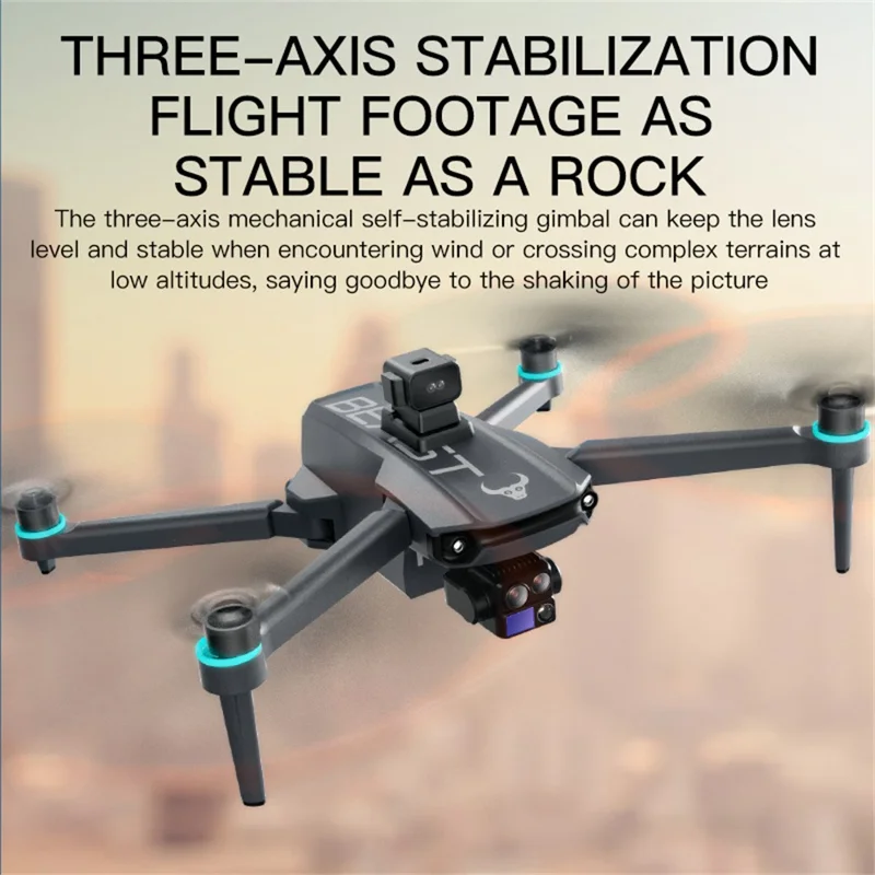 SG603MAX Drone Radiocomandato con Gimbal a 3 Assi, Posizionamento GPS, Evitamento Ostacoli Laser con Telecomando da 5,5 Pollici, con 2 Batterie