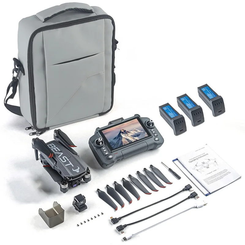 SG603MAX Drone RC com Gimbal de 3 Eixos, Posicionamento GPS, Evitação de Obstáculos a Laser com Controlo Remoto de Ecrã de 5,5 Polegadas, com 3 Baterias