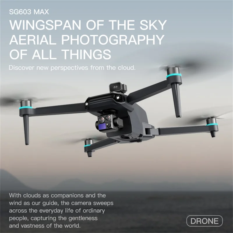SG603MAX Drone RC com Gimbal de 3 Eixos, Posicionamento GPS, Evitação de Obstáculos a Laser com Controlo Remoto de Ecrã de 5,5 Polegadas, com 3 Baterias