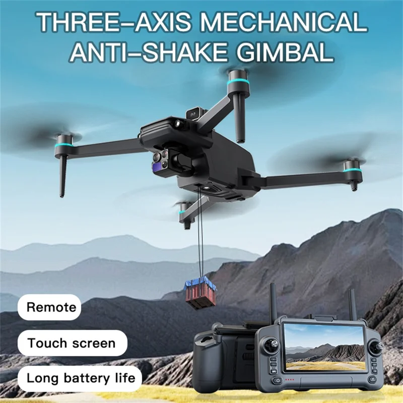 SG603MAX Drone RC com Gimbal de 3 Eixos, Posicionamento GPS, Evitação de Obstáculos a Laser com Controlo Remoto de Ecrã de 5,5 Polegadas, com 3 Baterias