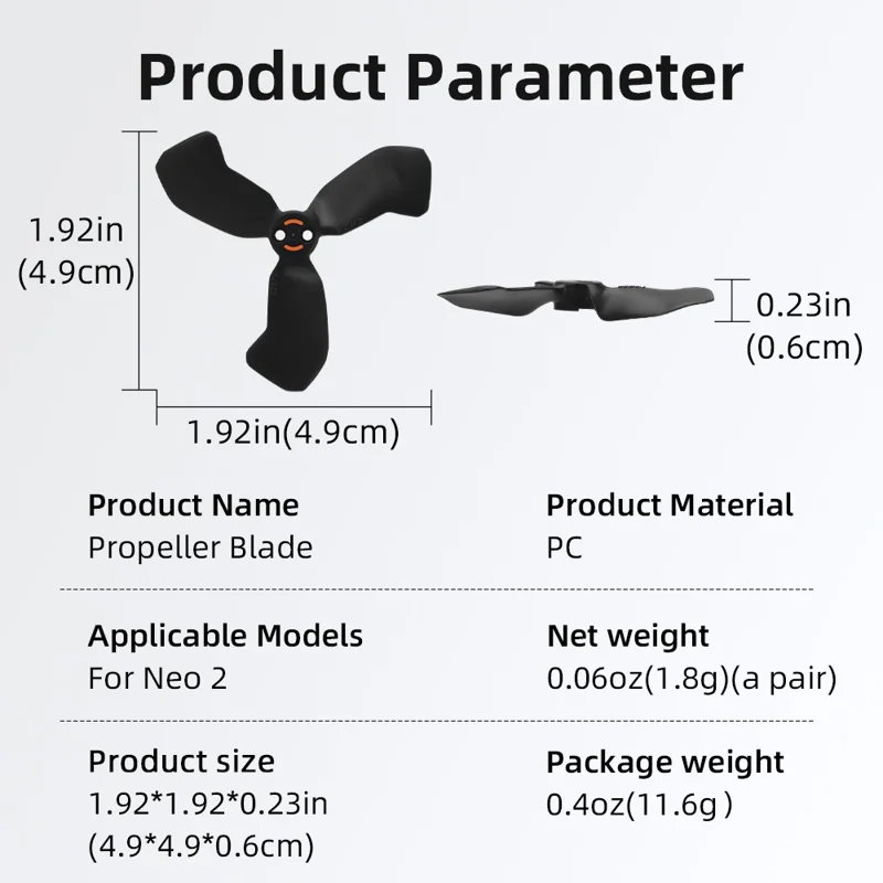 2 pares de palas de hélice para DJI Neo 2, hélices de repuesto con reducción de ruido, accesorios para dron - Negro