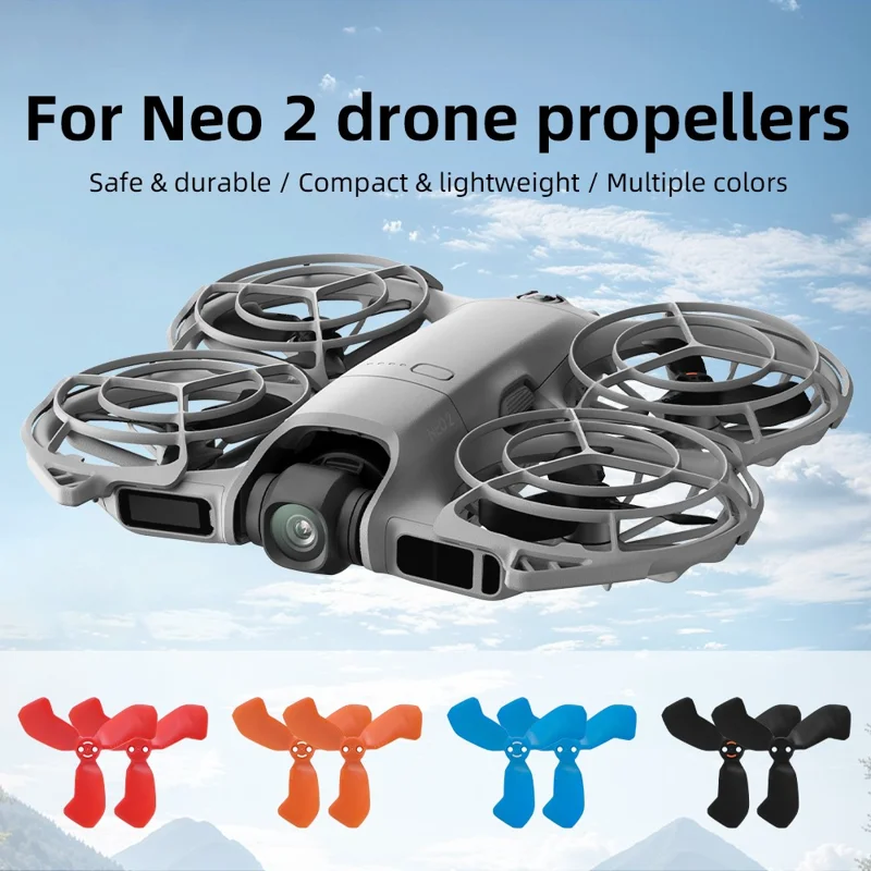 2 pares de palas de hélice para DJI Neo 2, hélices de repuesto con reducción de ruido, accesorios para dron - Negro