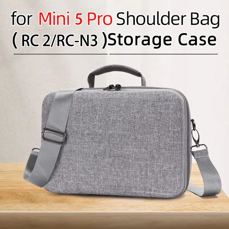 Bolsa de almacenamiento para dron DJI Mini 5 Pro con correa de hombro, estuche portátil resistente al impacto EVA - Gris