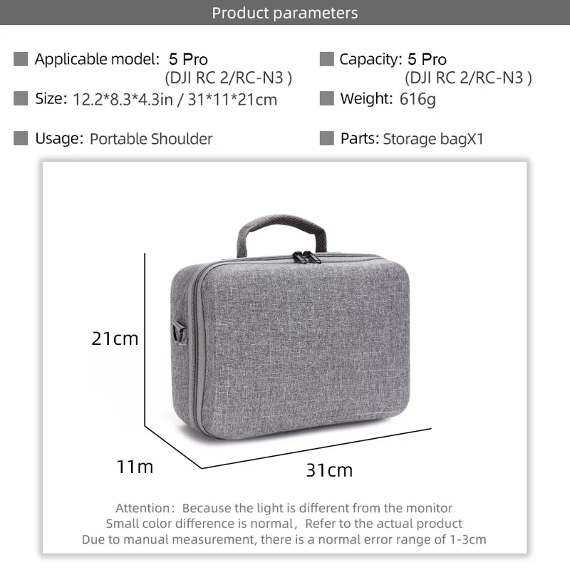 Bolsa de almacenamiento para dron DJI Mini 5 Pro con correa de hombro, estuche portátil resistente al impacto EVA - Gris