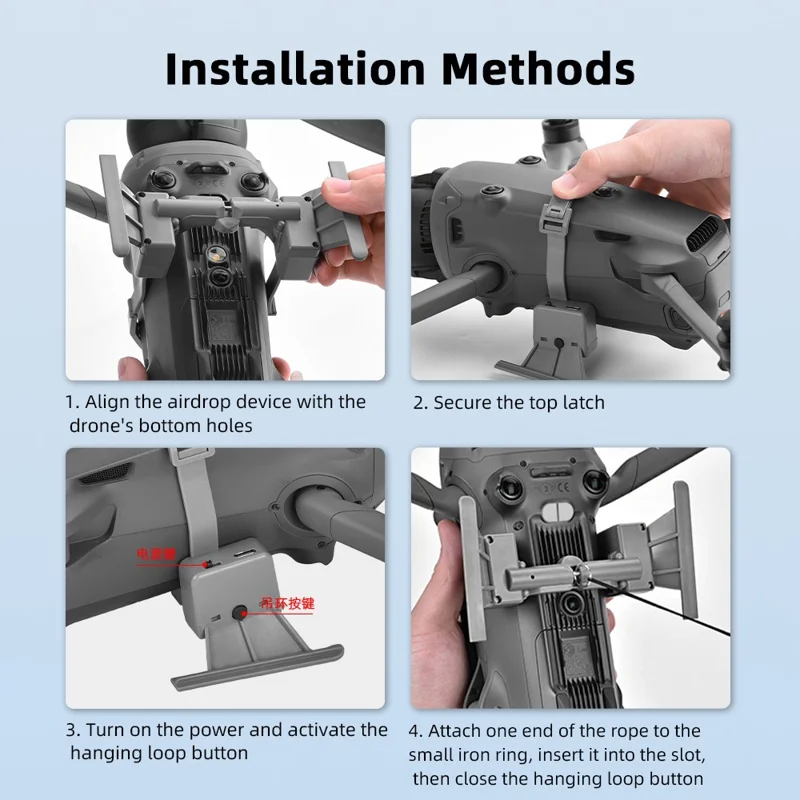 Sistema di consegna aerea BRDRC per DJI Mavic 4 Pro, dispositivo di rilascio del carico utile per trasporto, lancio e consegna