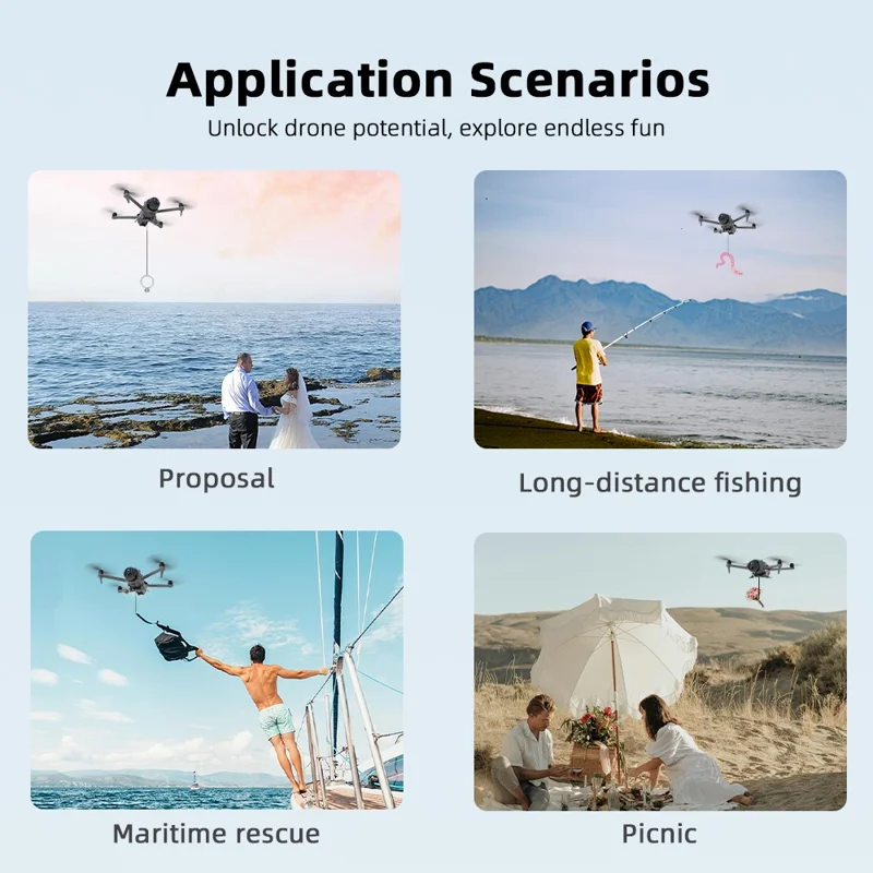 Sistema di consegna aerea BRDRC per DJI Mavic 4 Pro, dispositivo di rilascio del carico utile per trasporto, lancio e consegna