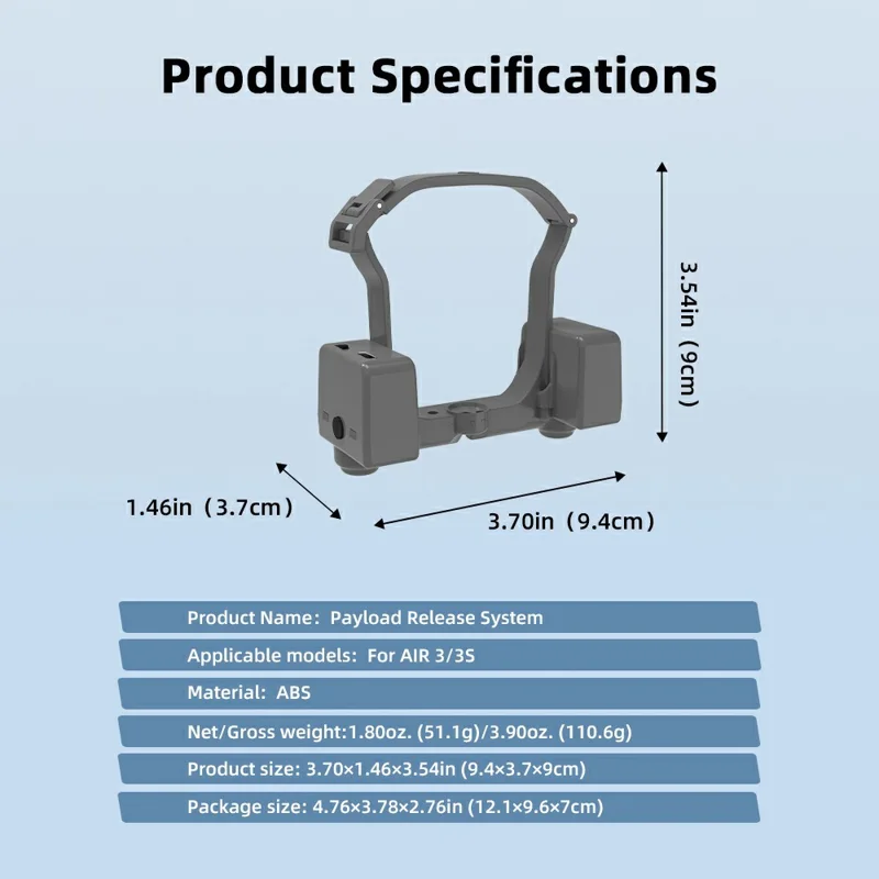 BRDRC For DJI Air 3S / Air 3 Drone Payload Thrower One Key Drop Long Distance Delivery Airdrop System