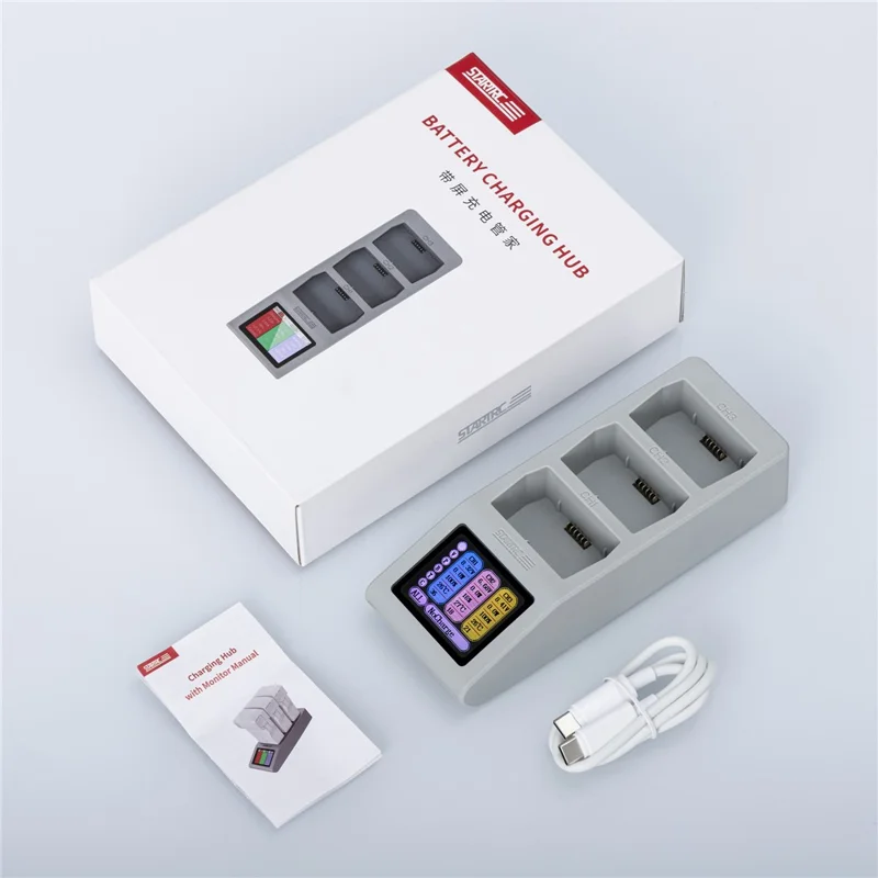 STARTRC V2.0 Battery Charging Hub for DJI Mini 5 Pro / 4 Pro / 3 Pro / 3 LCD Display 3-Slot Fast Charger